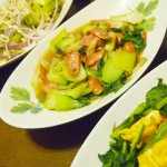 【食】ソーセージとチンゲン菜の炒め物